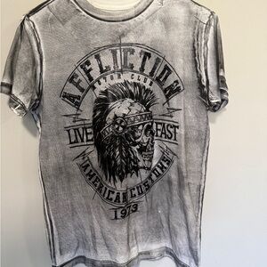 Affliction Skull Emblem Tee in Black and White